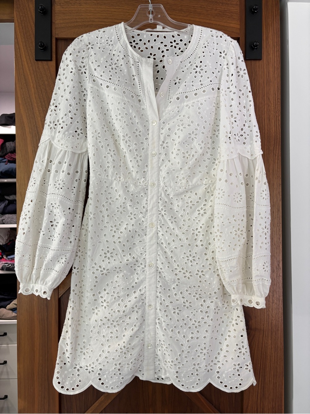 Veronica Beard White Eyelet Shirt Dress - Size 2